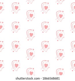 Hearts and lines, seamless pattern. Vector image.