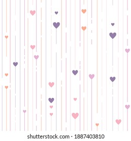 Hearts lines texture. Stripped geometric seamless pattern. Graphic stripes with vertical direction. Vector background