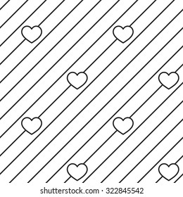 Hearts lines texture. Stripped geometric seamless pattern. Modern repeating stylish texture. Flat texture on white background. Vector