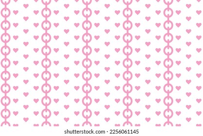 Hearts and Link Seamless Pattern - Pink and White