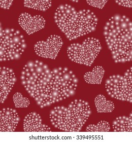 hearts from little lights red seamless pattern eps10
