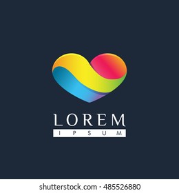 Hearts logo template with modern gradient color