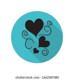 Hearts long shadow icon. Simple glyph, flat vector of arrow icons for ui and ux, website or mobile application