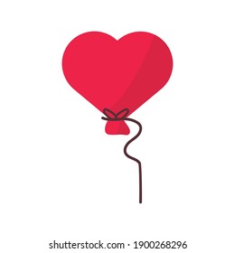 hearts love balloon helium valentines day icon vector illustration design