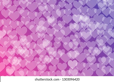 Hearts Love Bokeh lights gradient background template