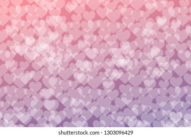 Hearts Love Bokeh lights gradient background template