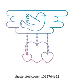 hearts love card with bird