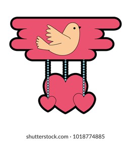 hearts love card with bird