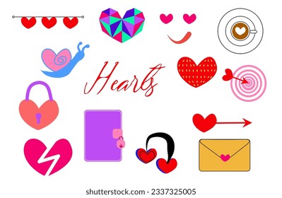 Hearts love design element set barbie