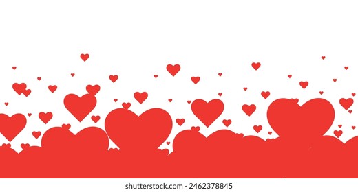  Hearts, love, family, feelings. Heart banner. Mother's Day or Valentine's Day border with red hearts