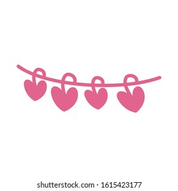 hearts love hanging garlands decoration vector illustration design