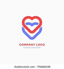 Hearts Love Logo Design Template