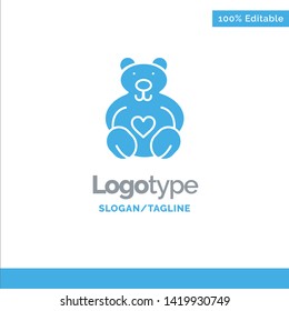 Hearts, Love, Loving, Wedding Blue Solid Logo Template. Place for Tagline