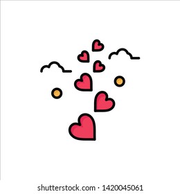 Hearts, Love, Loving, Wedding  Flat Color Icon. Vector icon banner Template