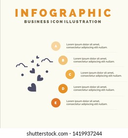 Hearts, Love, Loving, Wedding Solid Icon Infographics 5 Steps Presentation Background