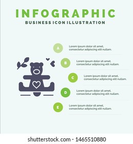 Hearts, Love, Loving, Wedding Solid Icon Infographics 5 Steps Presentation Background. Vector Icon Template background