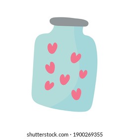 hearts love in mason jar valentines day icons vector illustration design