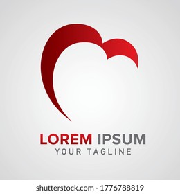 Hearts Love, Medical, Health, Care, Charitable icon as logo formation in red colors, Corporate design. Vector illustration. Eps 10 vector file.