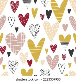 Hearts love romance festive decorative seamless vector pattern