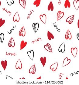 Hearts and love. Seamless background.