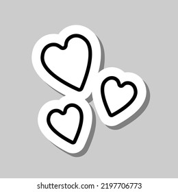 Hearts, love simple icon vector. Flat design. Sticker with shadow on gray background.ai