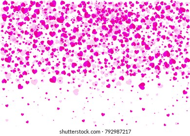 Hearts of love symbol background falling behind like snow pattern vector illustration. Happy Valentine's day backdrop template, banner or poster.