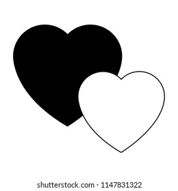 Hearts love symbol in black and white