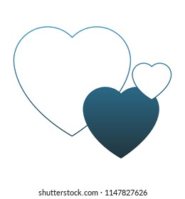 Hearts love symbol blue lines