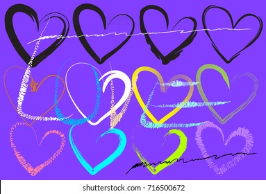 hearts and love text brush style