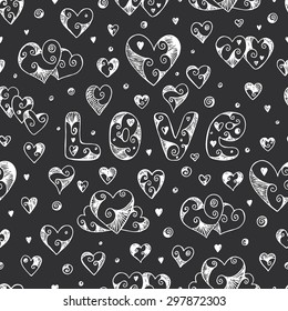Hearts. Love. Valentine Seamless pattern. Hand drawn doodles Vector illustration. Happy Valentine's day.