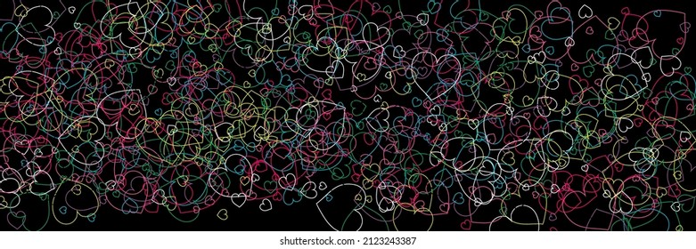 Los corazones aman el Vector Multicolor del patrón de arte moderno. Colorido Confetti Rosa Estilo Blanco Rojo. Ilustración de Arte Verde Violeta del Partido Púrpura Negro. Arcoiris Blanco Neon Pic Romántico Azul Transparente Simple.