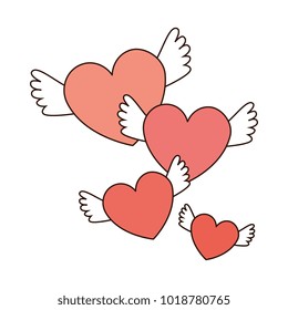 hearts love with wings