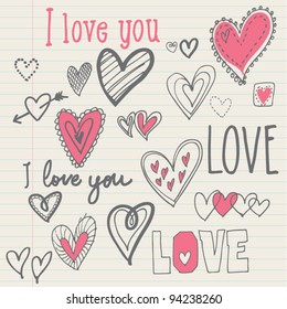 Hearts I love You vector