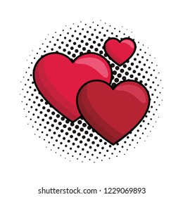 Hearts lovely symbol pop art