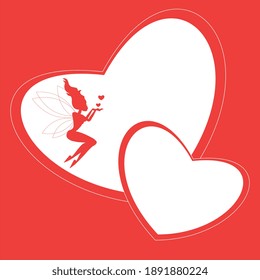 Hearts of lovers and a good fairy who sends love. Vector illustration, suitable for greeting cards and invitations