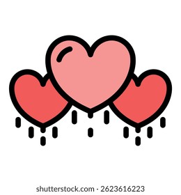 Icono de lealtad del corazón. Esquema de corazones de lealtad Vector icono de color plano aislado