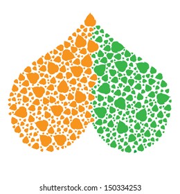   hearts made of leaves.