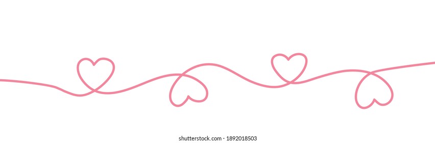 Hearts made from red lines on white panoramic background - Vector illustration