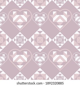 Hearts made of triangles. Valentine's Day. Seamless background. Greeting card. Vector illustration for web design or print.