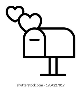 Hearts With Mail Slot, Love Letterbox Icon