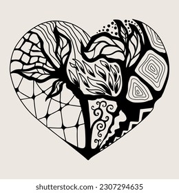 Hearts mandala style isolated on gray background