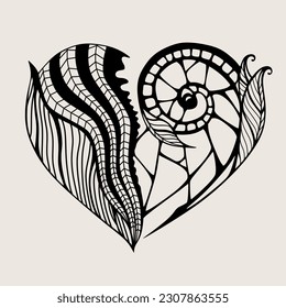 Hearts mandala style isolated on gray background