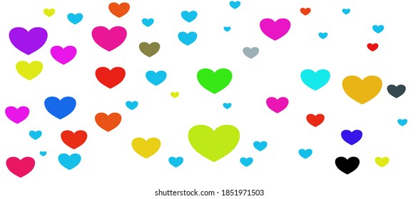 hearts with many background colors and sizes