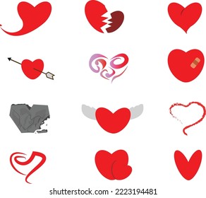 Hearts in many designs with 12 types to choose from.