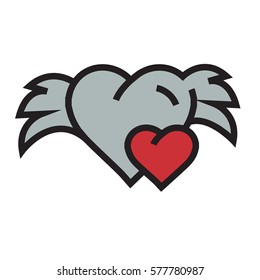 Hearts mini with wings red 