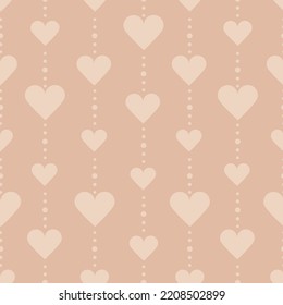 Hearts monochrome beige vector pattern