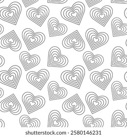 Hearts monochrome pattern seamless illustration
