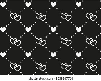 Hearts Monogram Seamless Pattern For Tshirt Graphic Vector Print