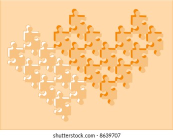 Hearts from a mosaic. Abstract background. Jigsaw puzzle.
