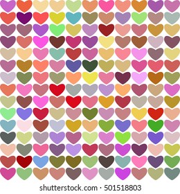 Hearts multicolored bright vector background
